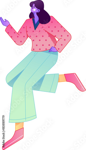 Vector flat gradient illustration of a character flying and hovering.
