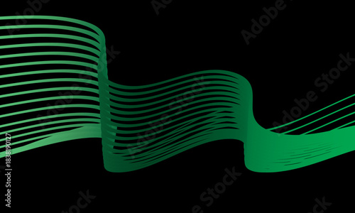 Abstract vector in colorful gradations on a dark background. Modern, dynamic and futuristic wavy lines. Suitable for technology designs, digital posters, presentation backgrounds and creative graphic.