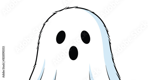 A cute cartoon ghost with a surprised or 'boo' expression, perfect for Halloween or spooky themes.