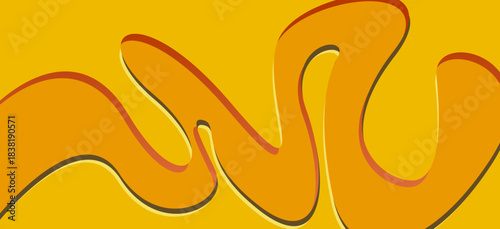Abstract yellow and orange background with flowing wavy lines and layered shadows creating a dynamic modern design