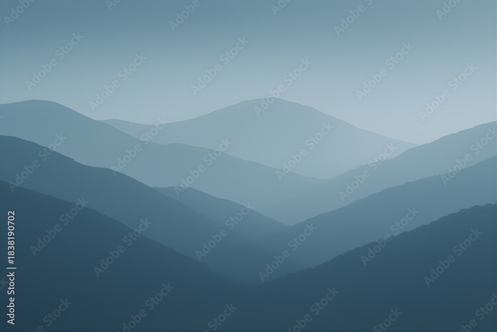 Fototapeta premium Blue Layered Mountain Landscape Misty Nature Background