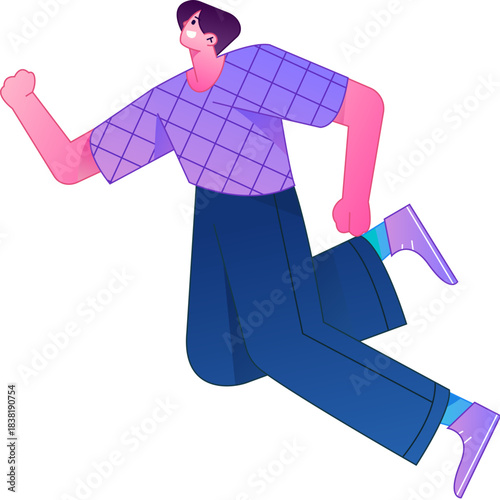 Vector flat gradient illustration of a character flying and hovering.
