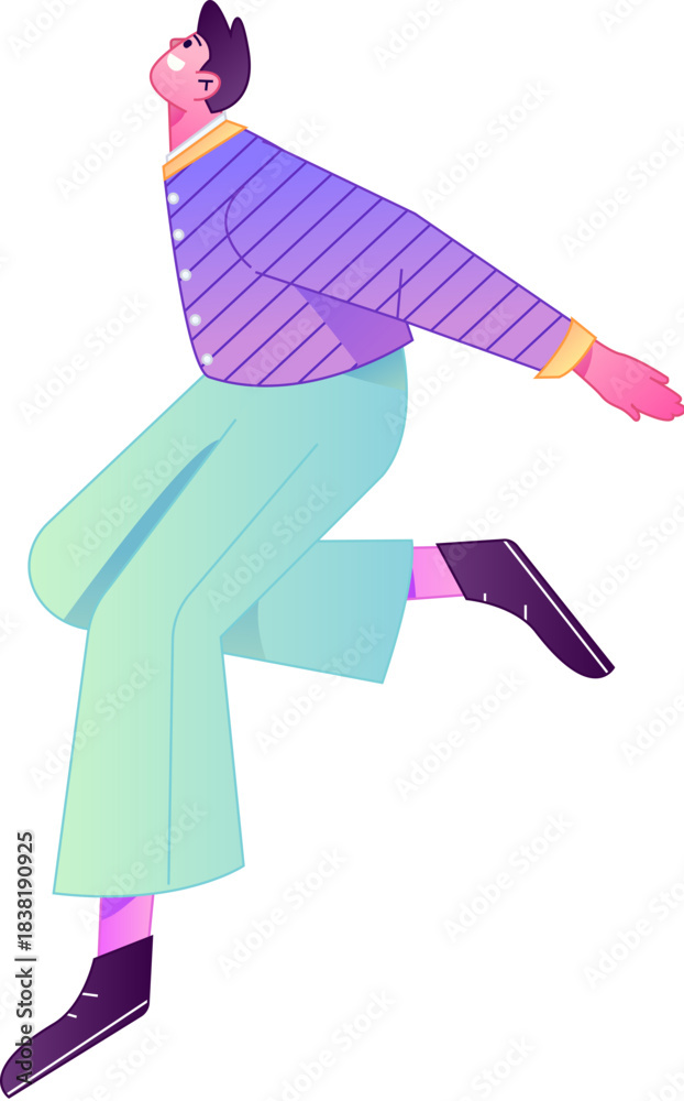 Fototapeta premium Vector flat gradient illustration of a character flying and hovering.