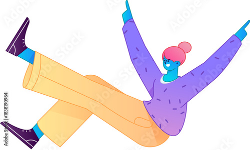 Vector flat gradient illustration of a character flying and hovering.
