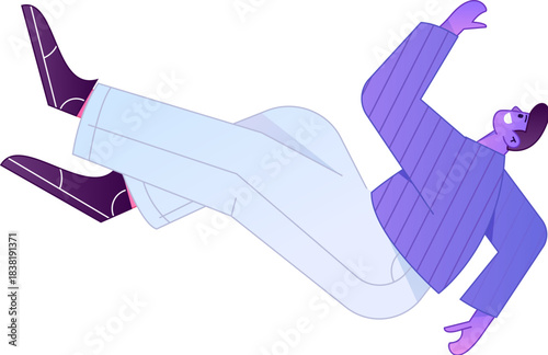 Vector flat gradient illustration of a character flying and hovering.
