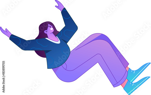 Vector flat gradient illustration of a character flying and hovering.
