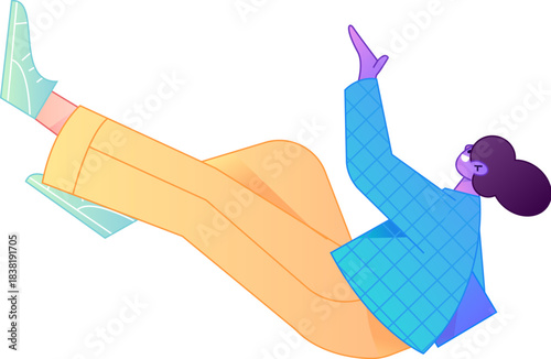 Vector flat gradient illustration of a character flying and hovering.
