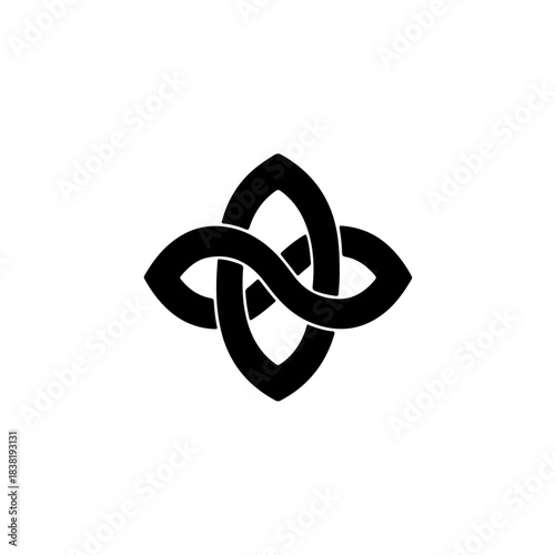 Elegant Black Celtic Knot Symbolizing Eternity and Intertwined Connection Design
