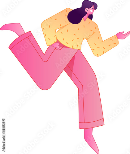 Vector flat gradient illustration of a character flying and hovering.
