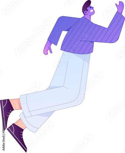 Vector flat gradient illustration of a character flying and hovering.
