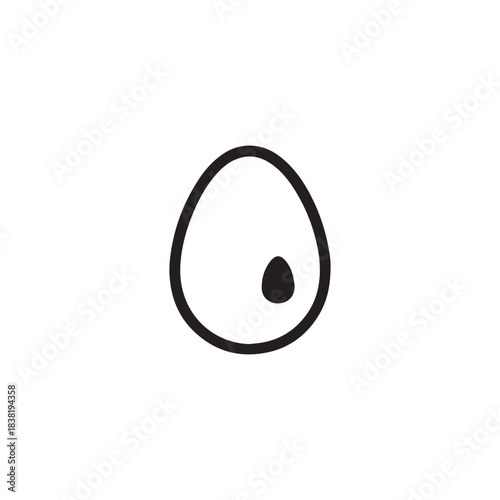 Minimal Egg Silhouette Icon with Teardrop Center on White Background