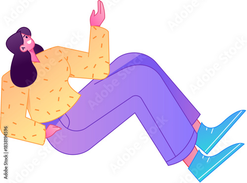 Vector flat gradient illustration of a character flying and hovering.
