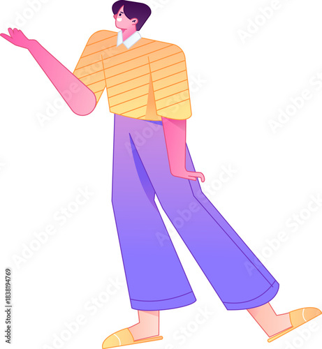 Vector flat gradient illustration of a character flying and hovering.
