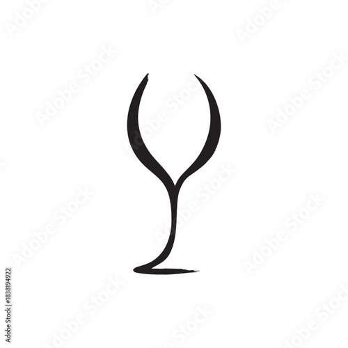 Optical Illusion Silhouette of Wine Glass and Two Faces on White Background
