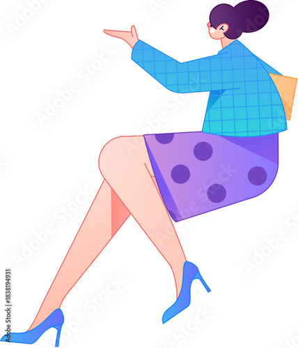 Vector flat gradient illustration of a character flying and hovering.
