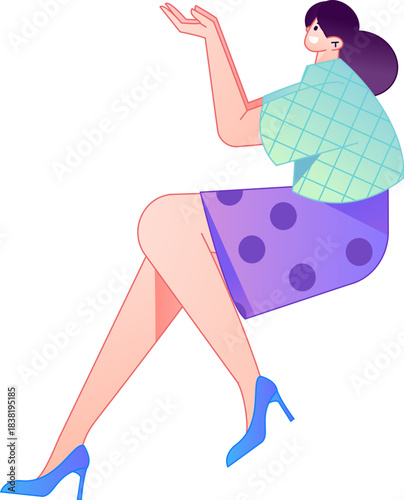 Vector flat gradient illustration of a character flying and hovering.
