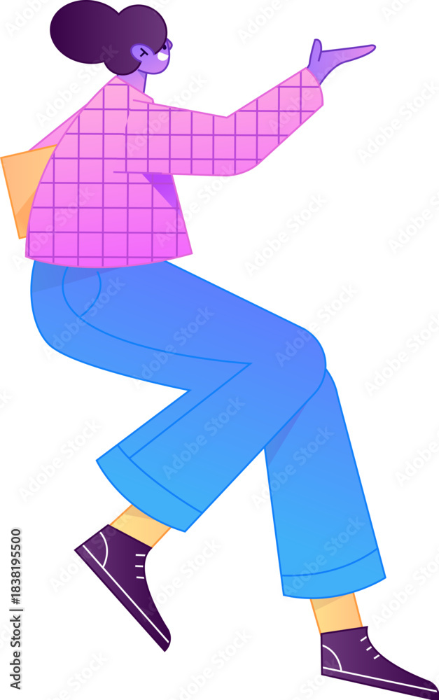 Naklejka premium Vector flat gradient illustration of a character flying and hovering. 