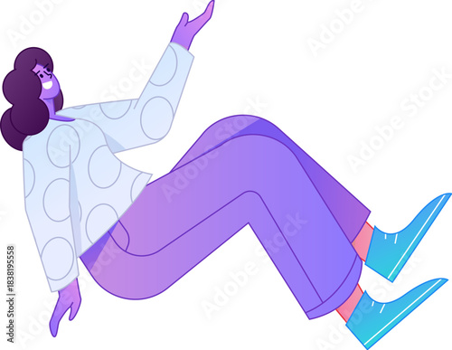 Vector flat gradient illustration of a character flying and hovering.
