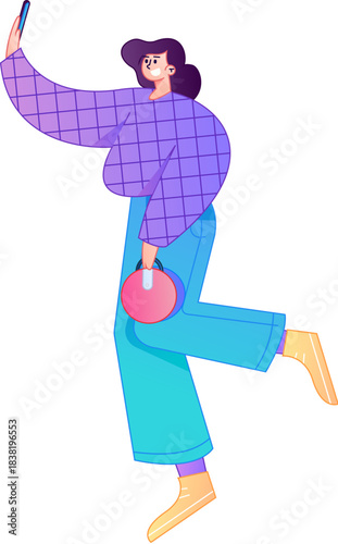 Vector flat gradient illustration of a character flying and hovering.

