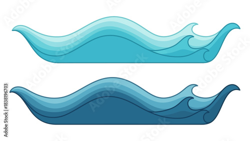 Stylized seascape with blue wave graphics, perfect for marine or nautical themed design projects