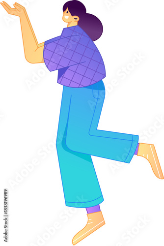 Vector flat gradient illustration of a character flying and hovering.
