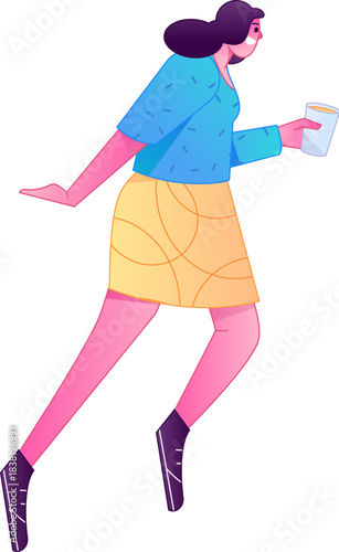 Vector flat gradient illustration of a character flying and hovering.

