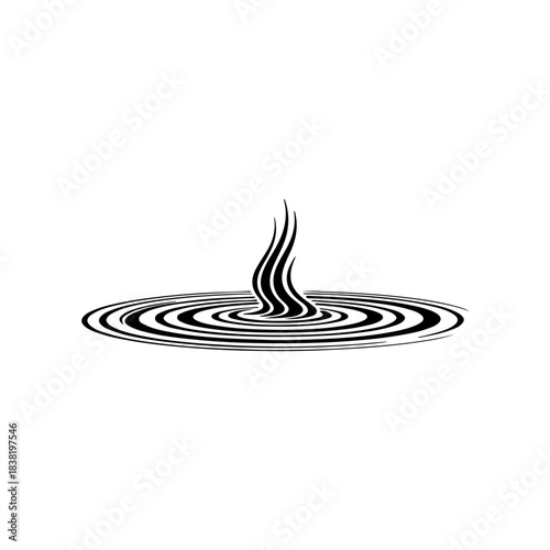 Dynamic abstract illustration of liquid surface disturbance and upward movement
