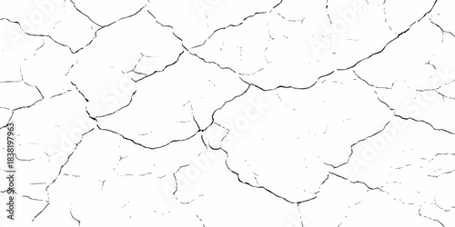 Black and white texture of cracked and abstract grunge texture effect old concrete faded wall dry surface patterns background.
