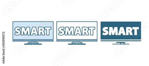 Blue Screen tv with Smart video technology icon isolated on white background. Vector