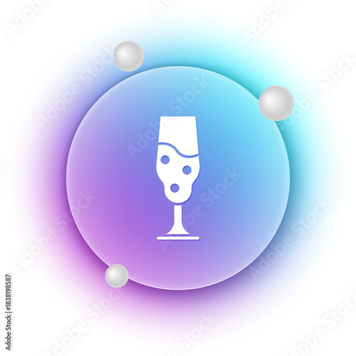 White Wine glass icon isolated on white background. Wineglass icon. Goblet symbol. Glassware sign. Happy Easter. Blue and purple gradient circle background. Vector