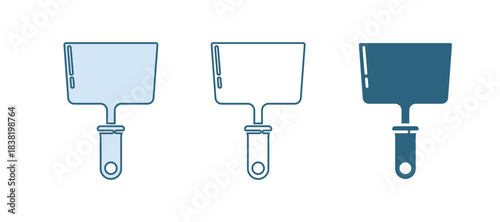 Blue Putty knife icon isolated on white background. Spatula repair tool. Spackling or paint instruments. Vector