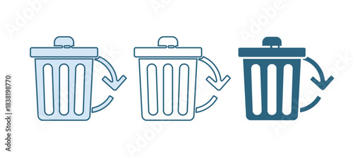Blue Recycle bin with recycle symbol icon isolated on white background. Trash can icon. Garbage bin sign. Recycle basket sign. Vector