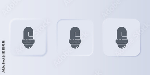 Grey Antiperspirant deodorant roll icon isolated on grey background. Cosmetic for body hygiene. Set icons in square buttons. Vector