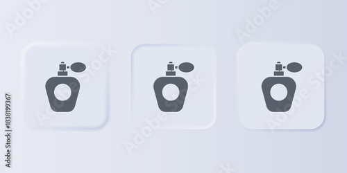 Grey Perfume icon isolated on grey background. Set icons in square buttons. Vector