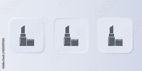 Grey Lipstick icon isolated on grey background. 8 March. International Happy Women Day. Set icons in square buttons. Vector