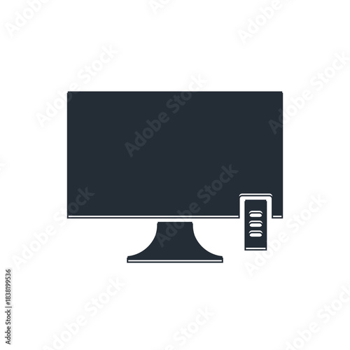 Black Smart Tv icon isolated on white background. Television sign. Vector