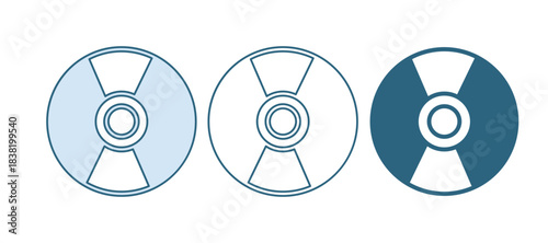 Blue CD or DVD disk icon isolated on white background. Compact disc sign. Vector