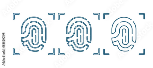 Blue Fingerprint icon isolated on white background. ID app icon. Identification sign. Touch id. Vector
