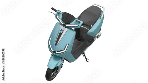 Quadro su tela Isolated modern light-blue electric scooter against a clean backdrop ready for y