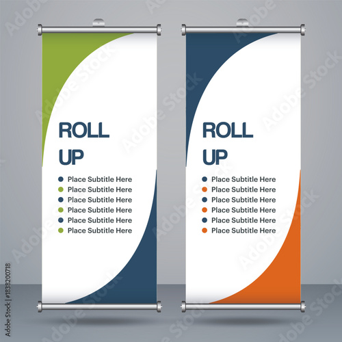 Modern professional rollup banner stand display template design for business advertising marketing promotion and event presentation
