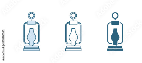 Blue Camping lantern icon isolated on white background. Happy Halloween party. Vector