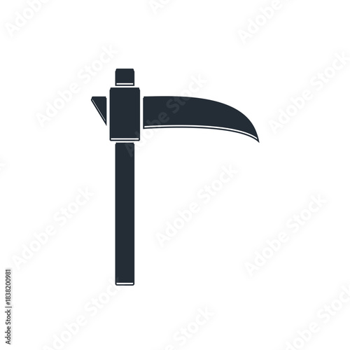 Black Scythe icon isolated on white background. Happy Halloween party. Vector