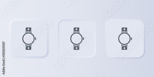 Grey Smartwatch icon isolated on grey background. Set icons in square buttons. Vector