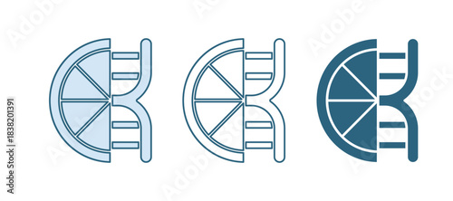 Blue Genetically modified citrus fruit icon isolated on white background. Orange in a cut. Healthy lifestyle. GMO fruit. Vector