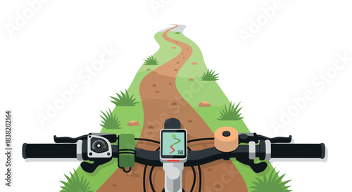 Mountain biking adventure: gps navigation on a scenic trail