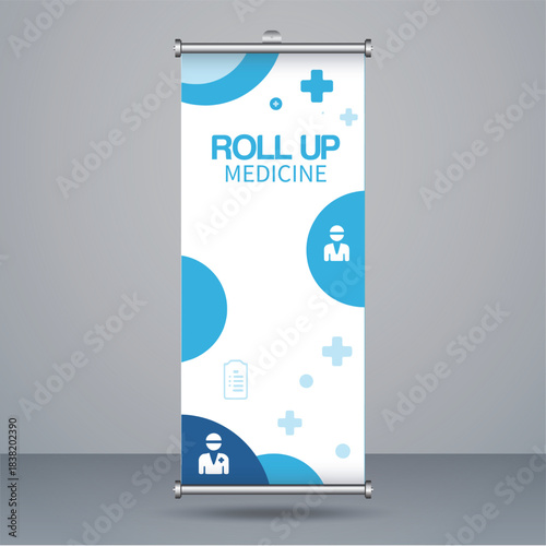Professional roll up medicine banner stand advertisement template for healthcare clinics or hospitals display marketing