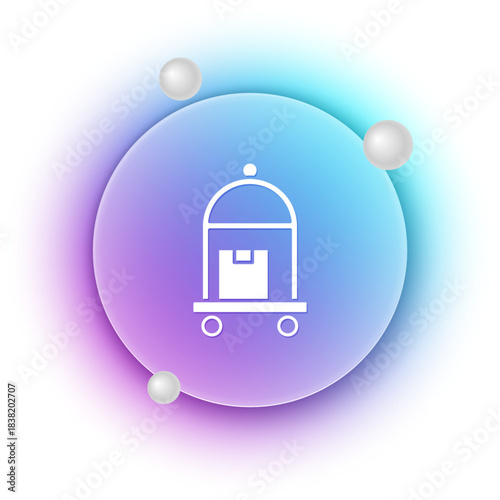 White Hotel luggage cart with suitcase icon isolated on white background. Traveling baggage sign. Travel luggage icon. Blue and purple gradient circle background. Vector