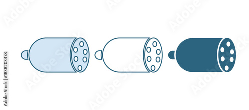 Blue Salami sausage icon isolated on white background. Meat delicatessen product. Vector