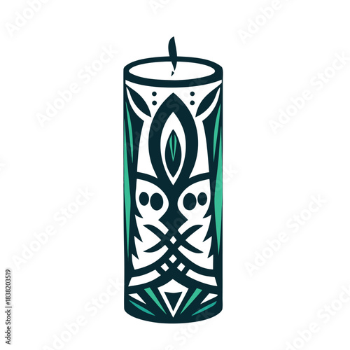 Abstract Candle Vector Illustration with Geometric Pattern