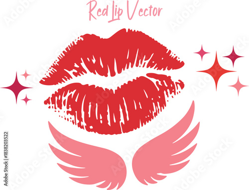 vector illustration of a red lip